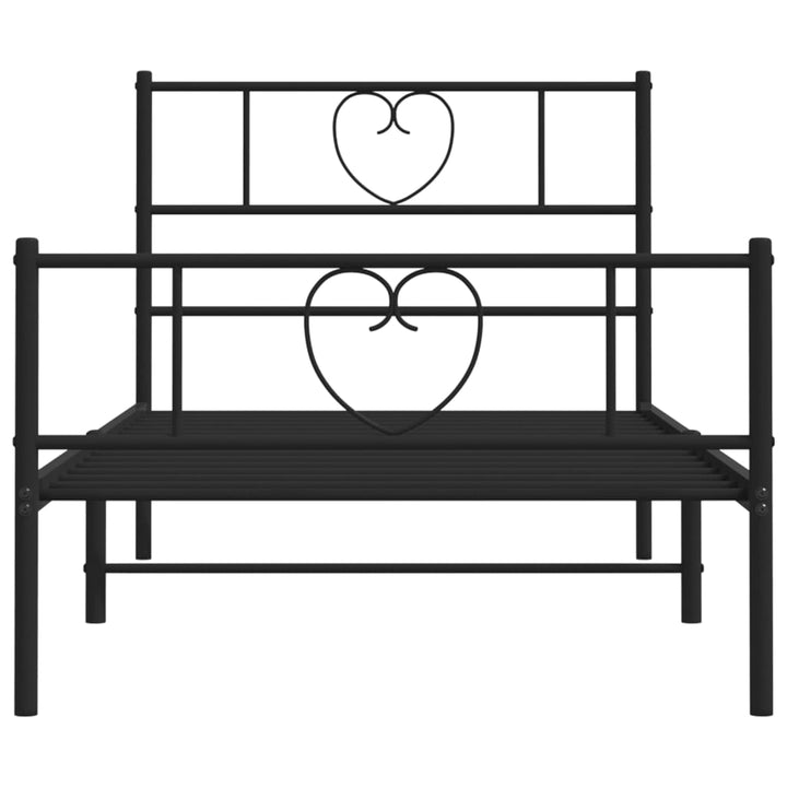 sengeramme med sengegavl og fodgærde 90x190 cm metal sort