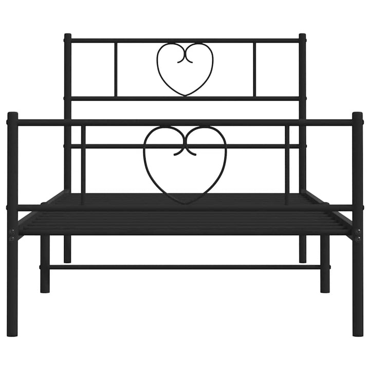 sengeramme med sengegavl og fodgærde 100x190 cm metal sort