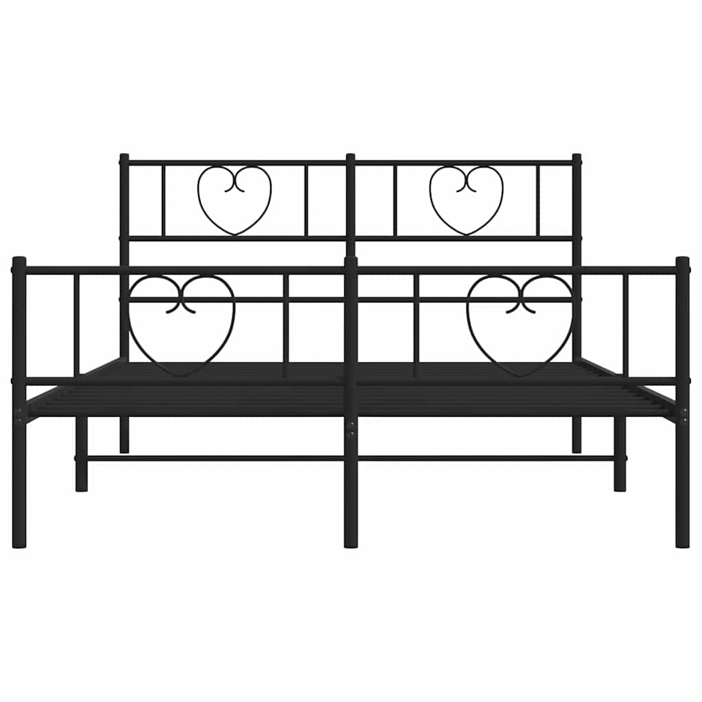 sengeramme med sengegavl og fodgærde 135x190 cm metal sort