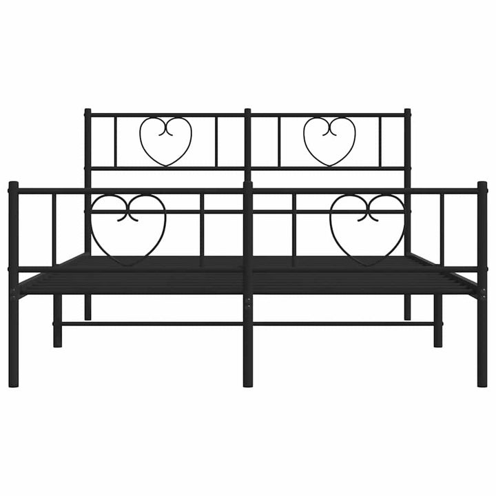 sengeramme med sengegavl og fodgærde 135x190 cm metal sort