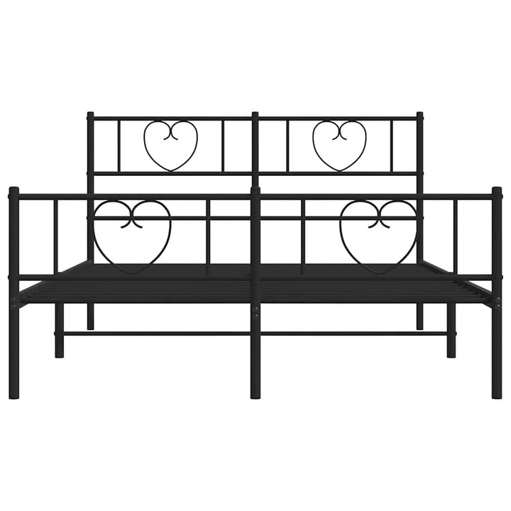 sengeramme med sengegavl og fodgærde 135x190 cm metal sort