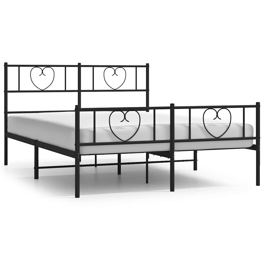 sengeramme med sengegavl og fodgærde 150x200 cm metal sort