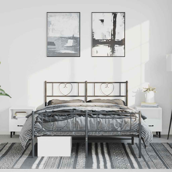 sengeramme med sengegavl og fodgærde 150x200 cm metal sort