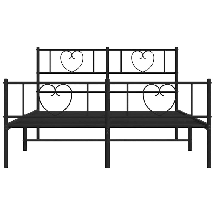 sengeramme med sengegavl og fodgærde 150x200 cm metal sort