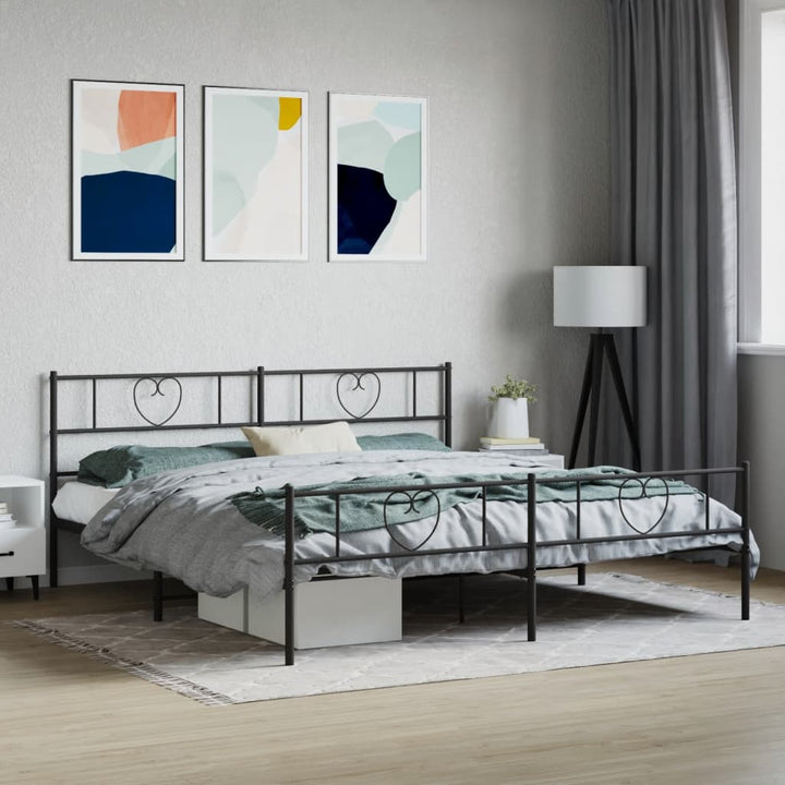 sengeramme uden madras med fodgærde 180x200 cm sort