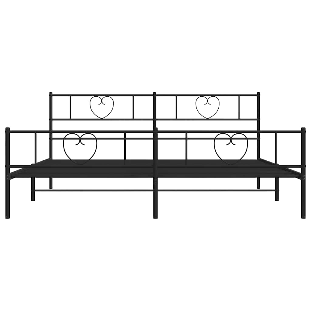 sengeramme med sengegavl og fodgærde 183x213 cm metal sort