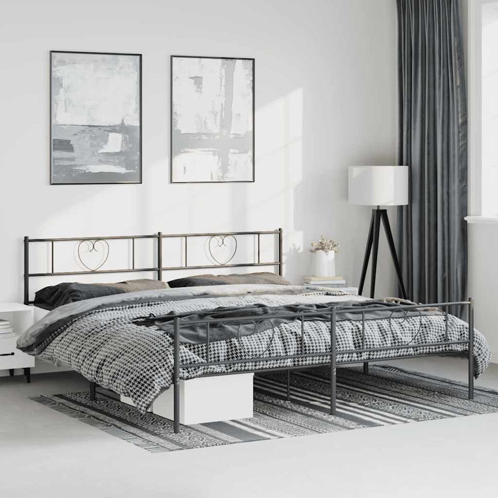 sengeramme med sengegavl og fodgærde 183x213 cm metal sort