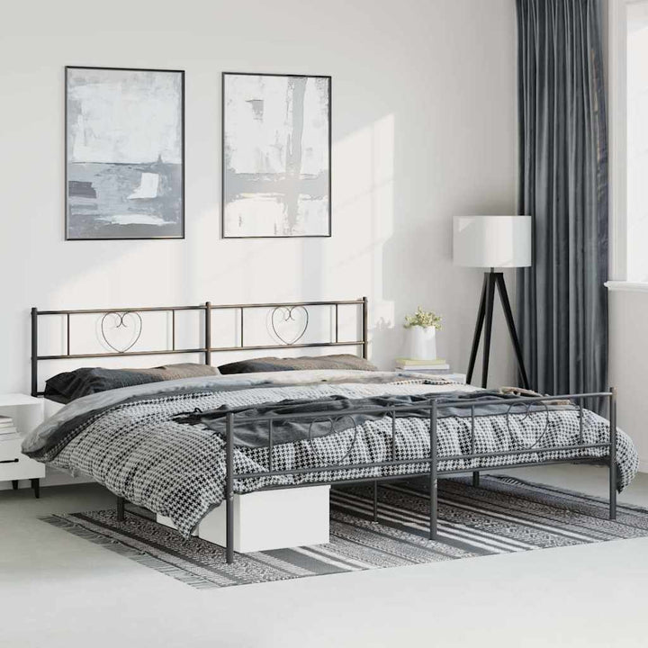 sengeramme med sengegavl og fodgærde 193x203 cm metal sort