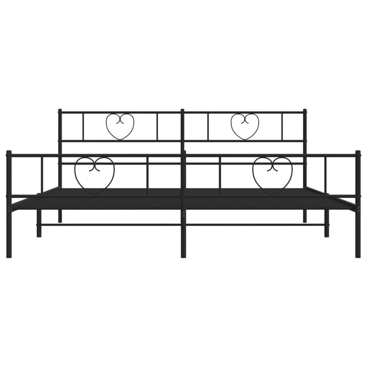 sengeramme med sengegavl og fodgærde 200x200 cm metal sort