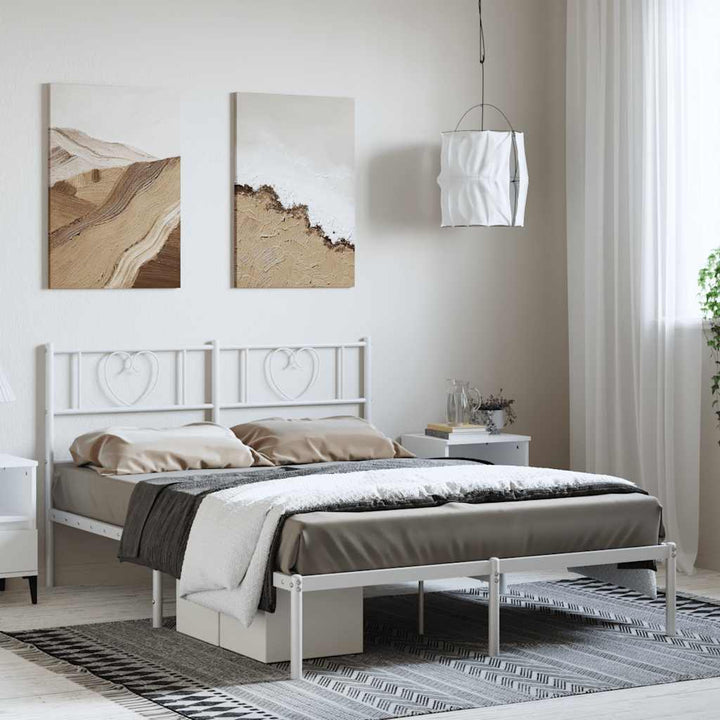 sengeramme med sengegavl 135x190 cm metal hvid