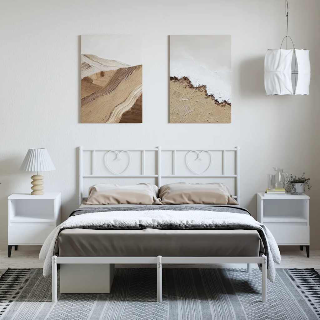 sengeramme med sengegavl 150x200 cm metal hvid