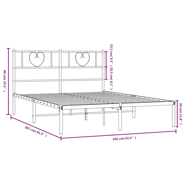 sengeramme med sengegavl 160x200 cm metal hvid