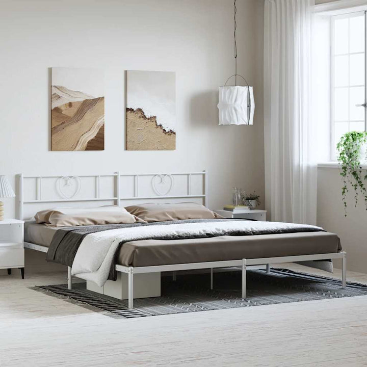 sengeramme med sengegavl 183x213 cm metal hvid