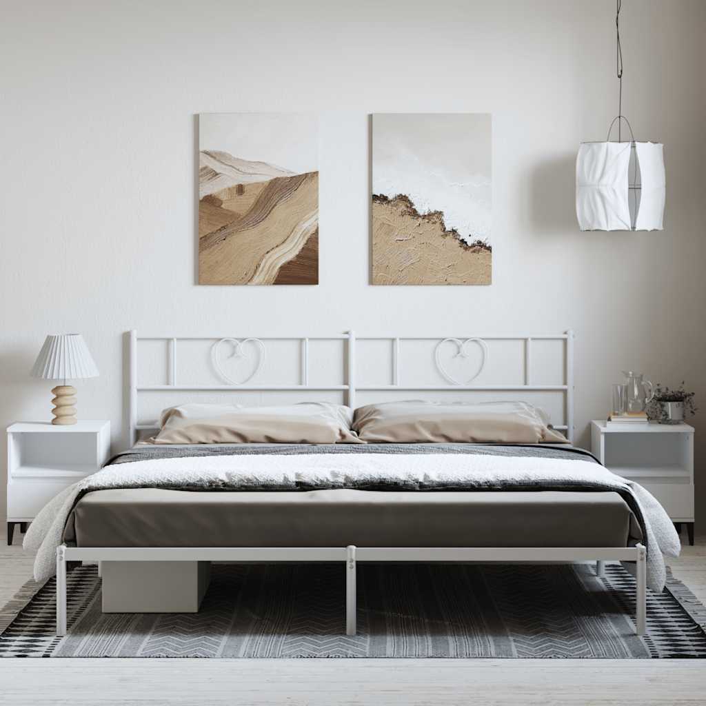 sengeramme med sengegavl 193x203 cm metal hvid