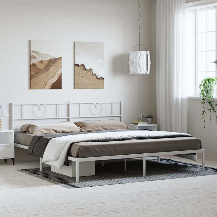 sengeramme med sengegavl 193x203 cm metal hvid