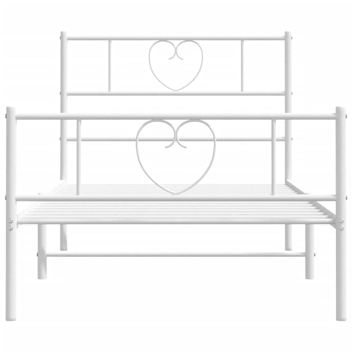 sengeramme med sengegavl og fodgærde 75x190 cm metal hvid