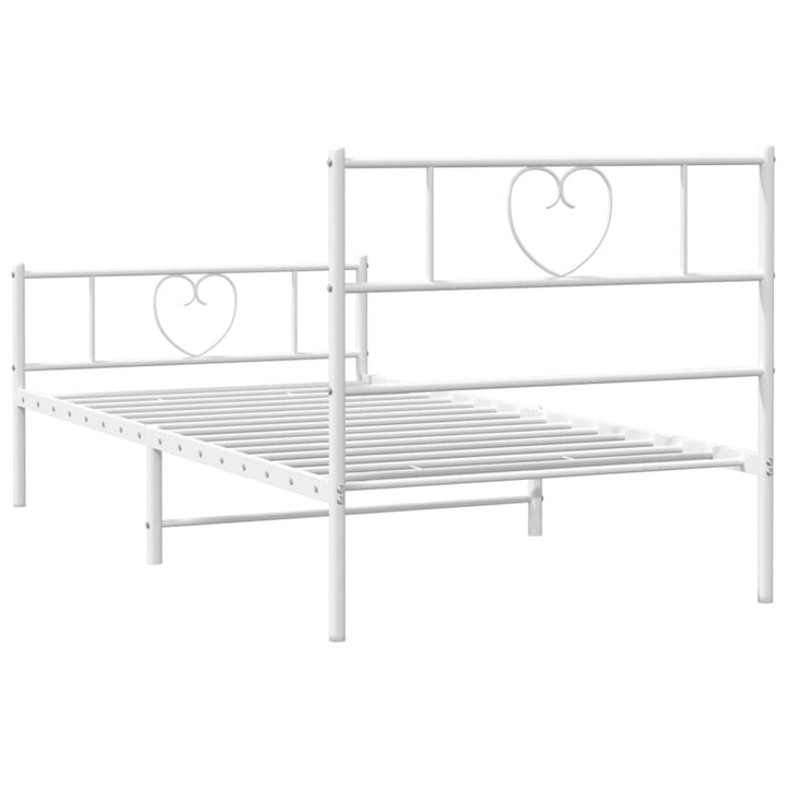 sengeramme med sengegavl og fodgærde 75x190 cm metal hvid