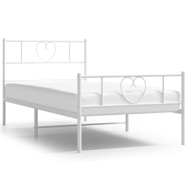 sengeramme med sengegavl og fodgærde 90x190 cm metal hvid