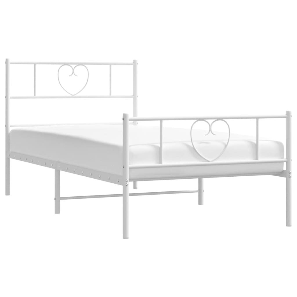 sengeramme med sengegavl og fodgærde 90x190 cm metal hvid