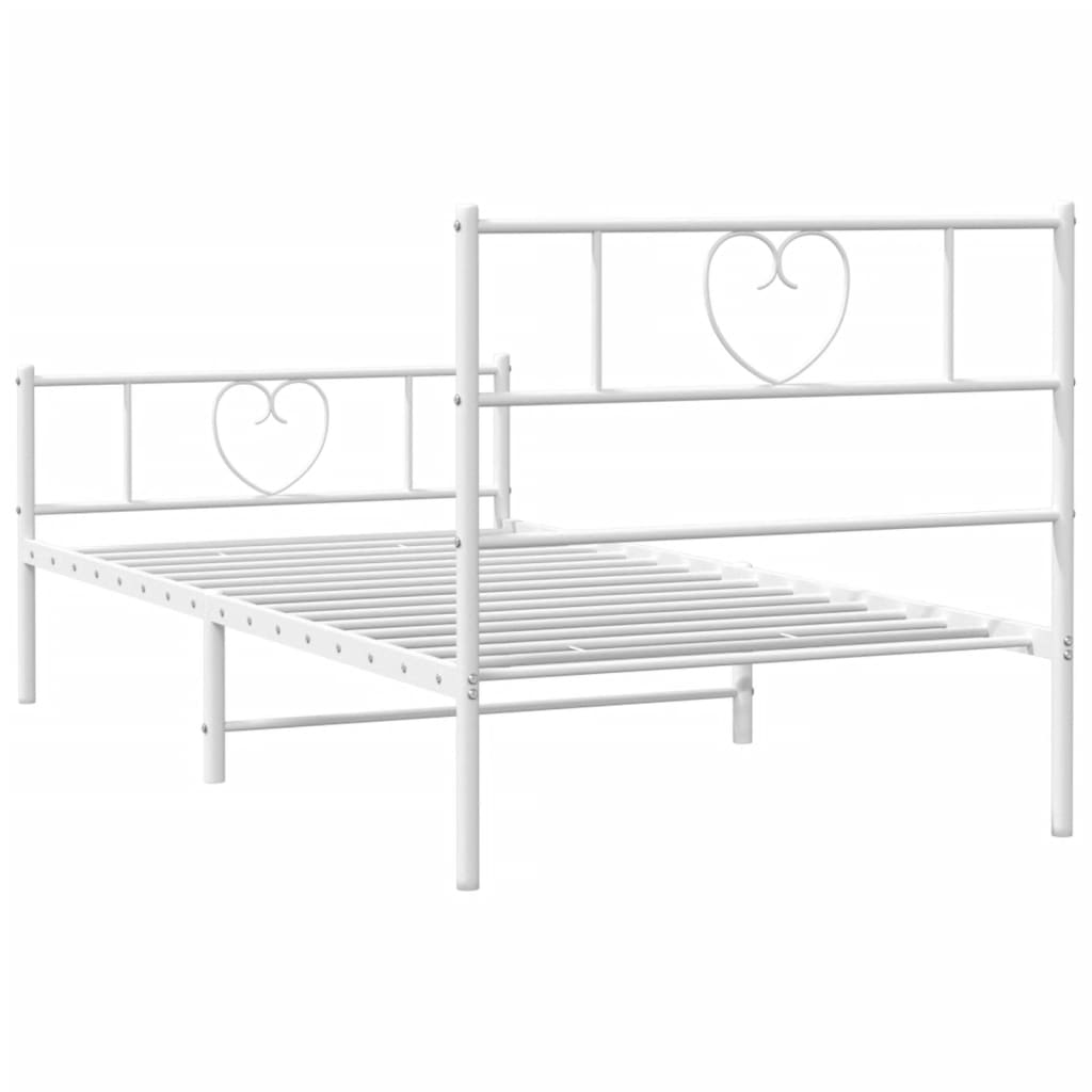 sengeramme med sengegavl og fodgærde 90x190 cm metal hvid