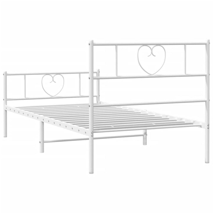 sengeramme med sengegavl og fodgærde 90x190 cm metal hvid