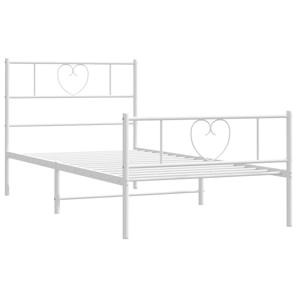 sengeramme med sengegavl og fodgærde 100x200 cm metal hvid