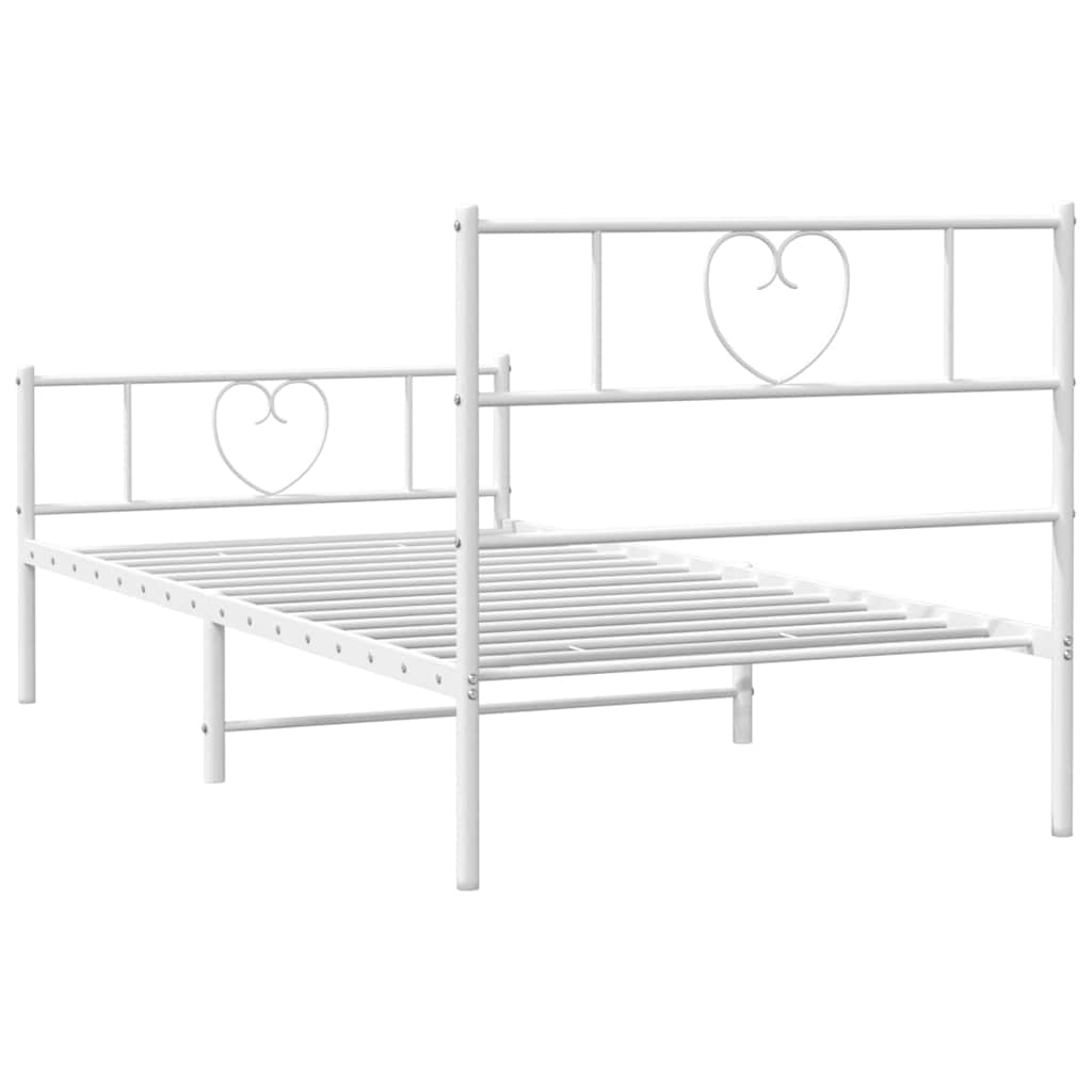 sengeramme med sengegavl og fodgærde 100x200 cm metal hvid