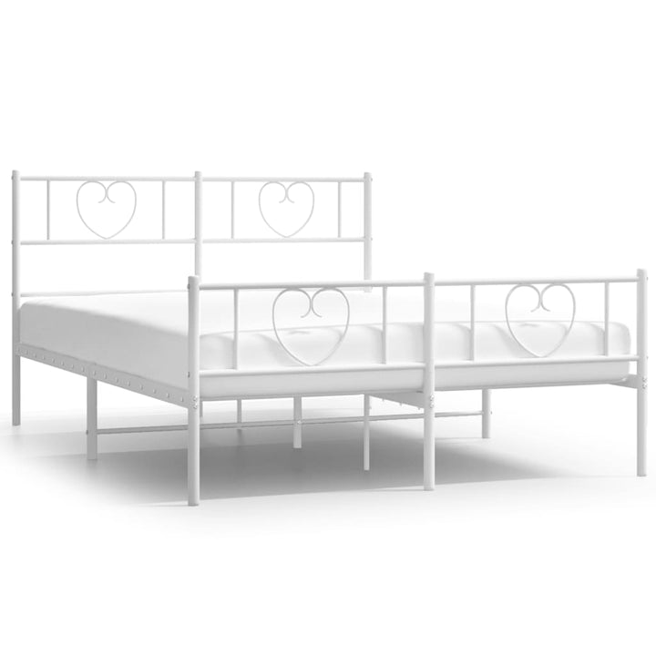 sengeramme med sengegavl og fodgærde 120x200 cm metal hvid