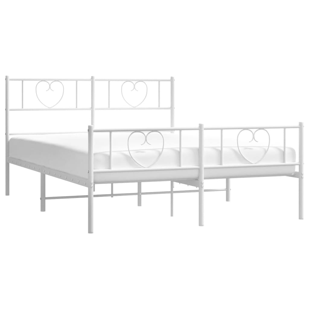 sengeramme med sengegavl og fodgærde 120x200 cm metal hvid