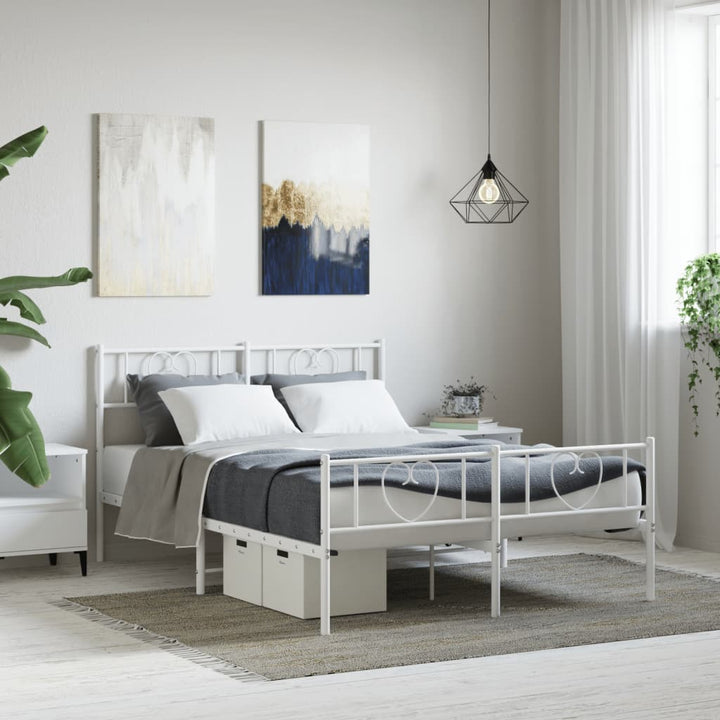 sengeramme med sengegavl og fodgærde 120x200 cm metal hvid