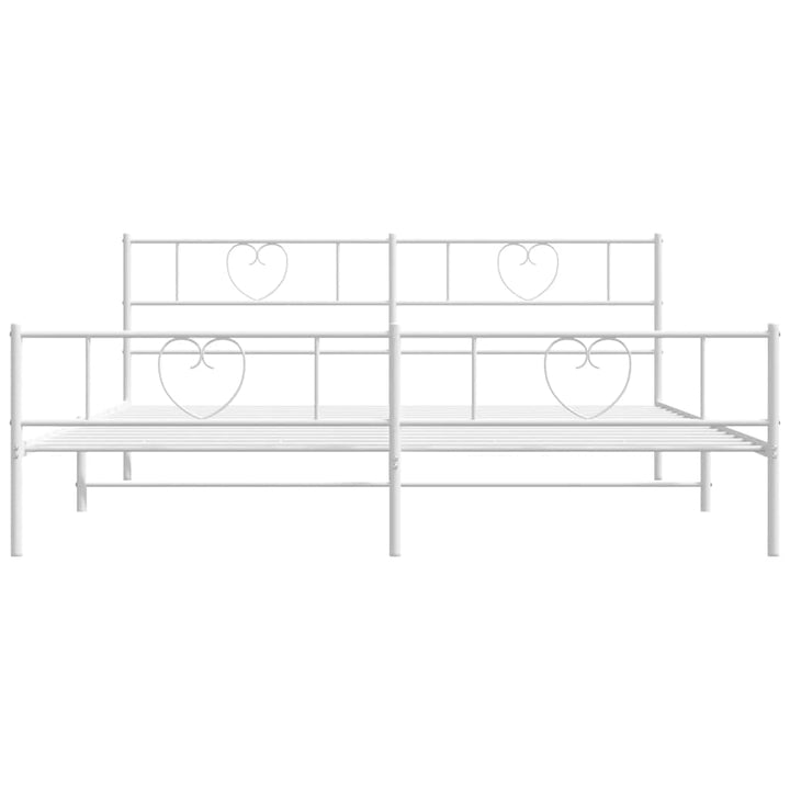 sengeramme med sengegavl og fodgærde 183x213 cm metal hvid