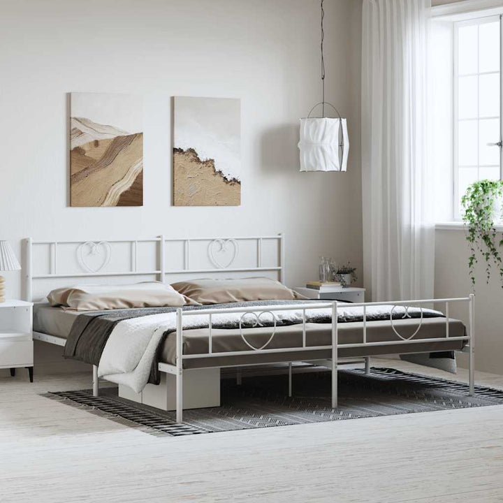 sengeramme med sengegavl og fodgærde 183x213 cm metal hvid