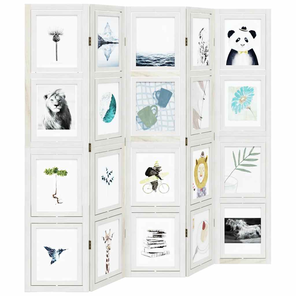 rumdeler 5 paneler massivt kejsertræ hvid