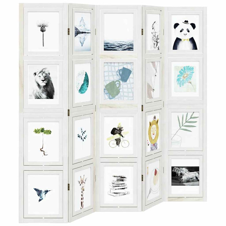 rumdeler 5 paneler massivt kejsertræ hvid