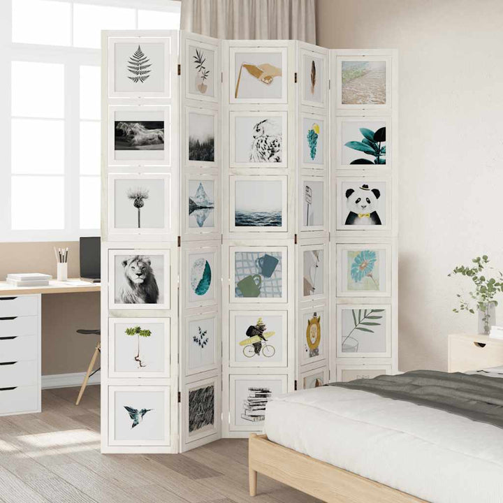 rumdeler 5 paneler massivt kejsertræ hvid
