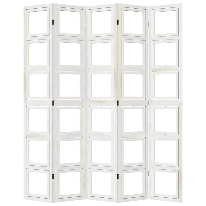 rumdeler 5 paneler massivt kejsertræ hvid