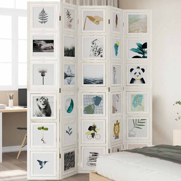 rumdeler 5 paneler massivt kejsertræ hvid