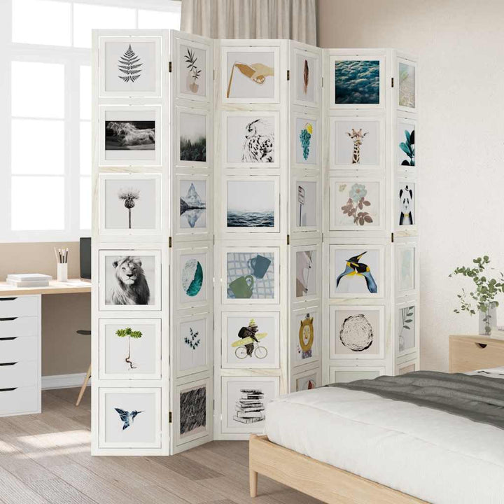 rumdeler 6 paneler massivt kejsertræ hvid