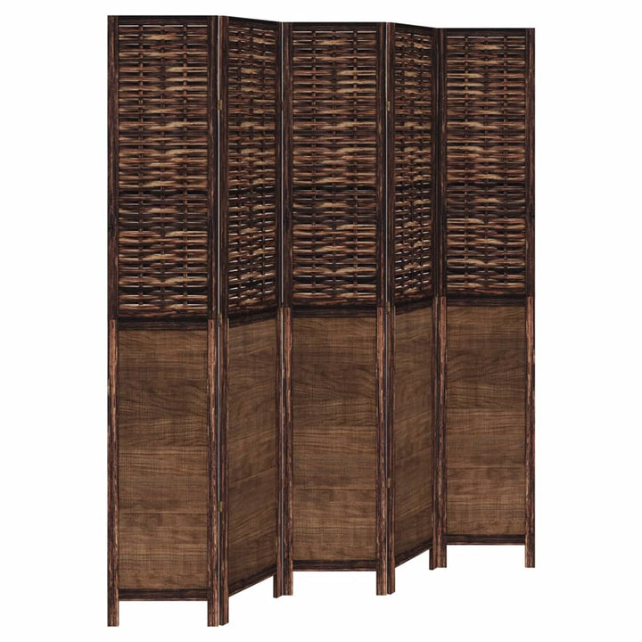 rumdeler 5 paneler massivt kejsertræ mørkebrun