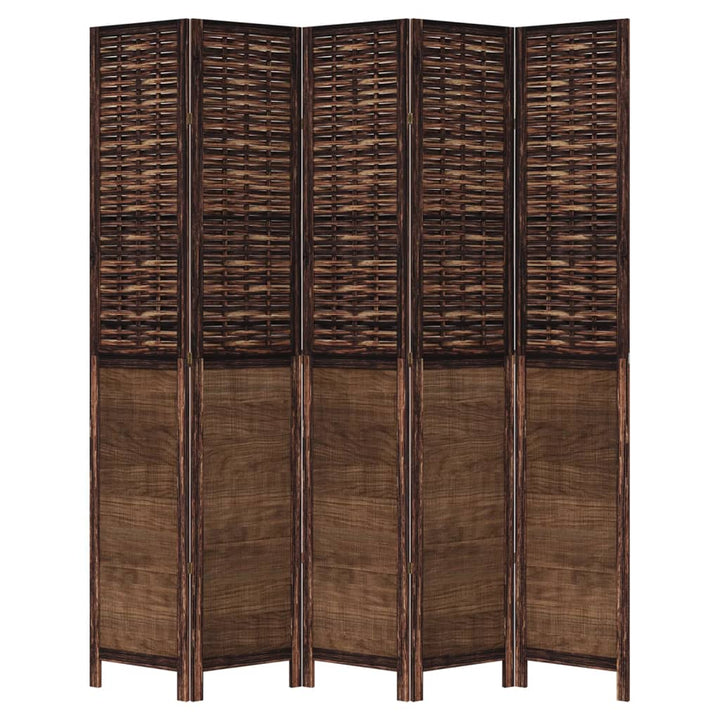 rumdeler 5 paneler massivt kejsertræ mørkebrun