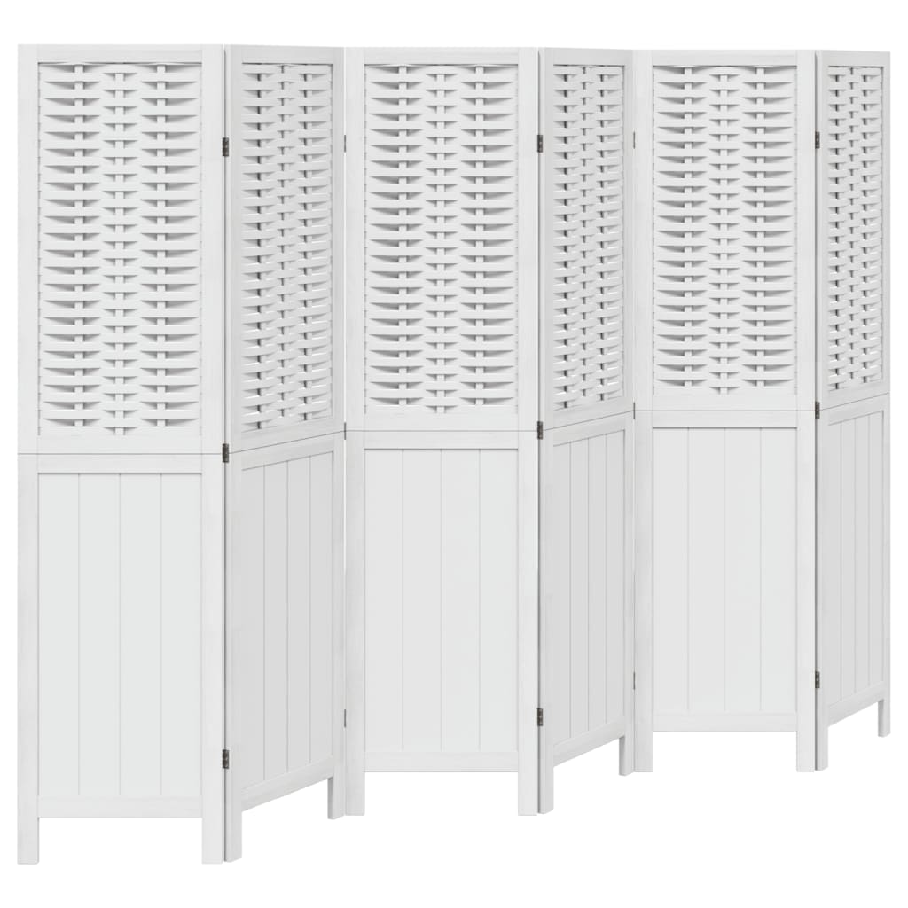 rumdeler 6 paneler massivt kejsertræ hvid