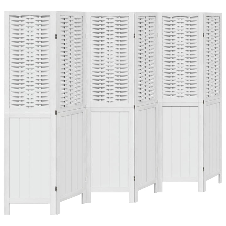 rumdeler 6 paneler massivt kejsertræ hvid