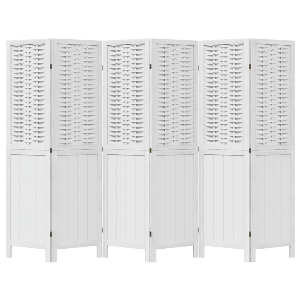 rumdeler 6 paneler massivt kejsertræ hvid