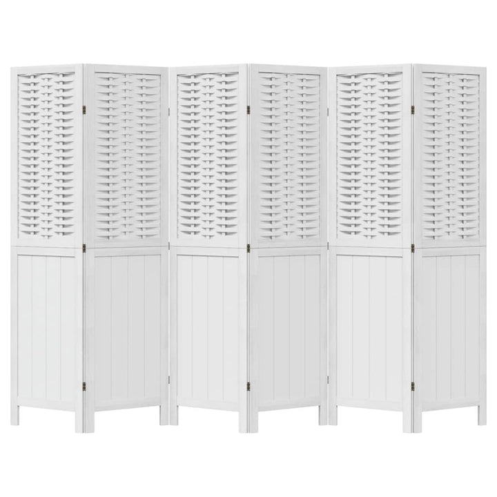 rumdeler 6 paneler massivt kejsertræ hvid