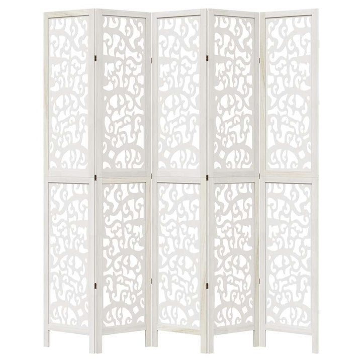 rumdeler 5 paneler massivt kejsertræ hvid