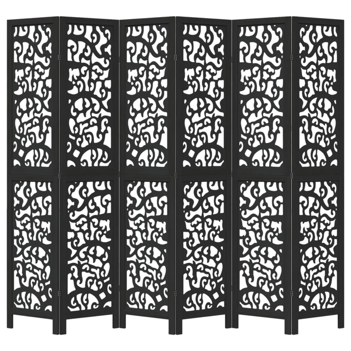 rumdeler 6 paneler massivt kejsertræ sort