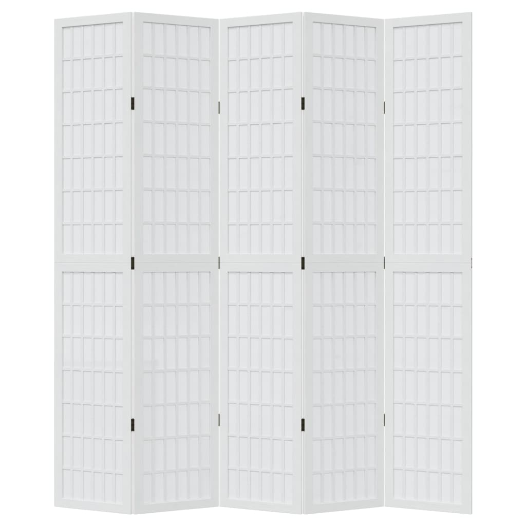 rumdeler 5 paneler massivt kejsertræ hvid