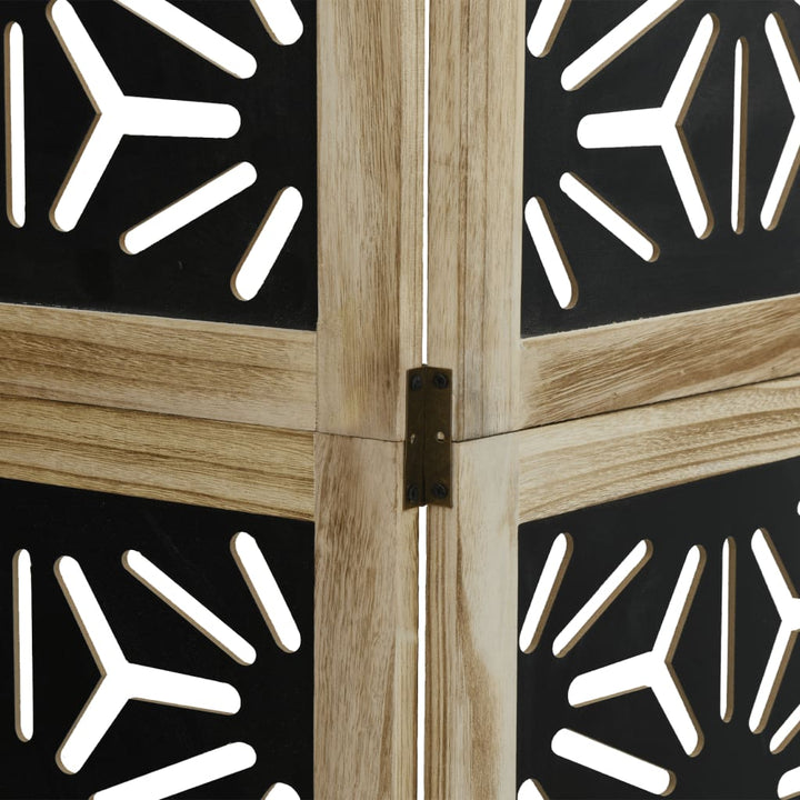 rumdeler 5 paneler massivt kejsertræ brun og sort