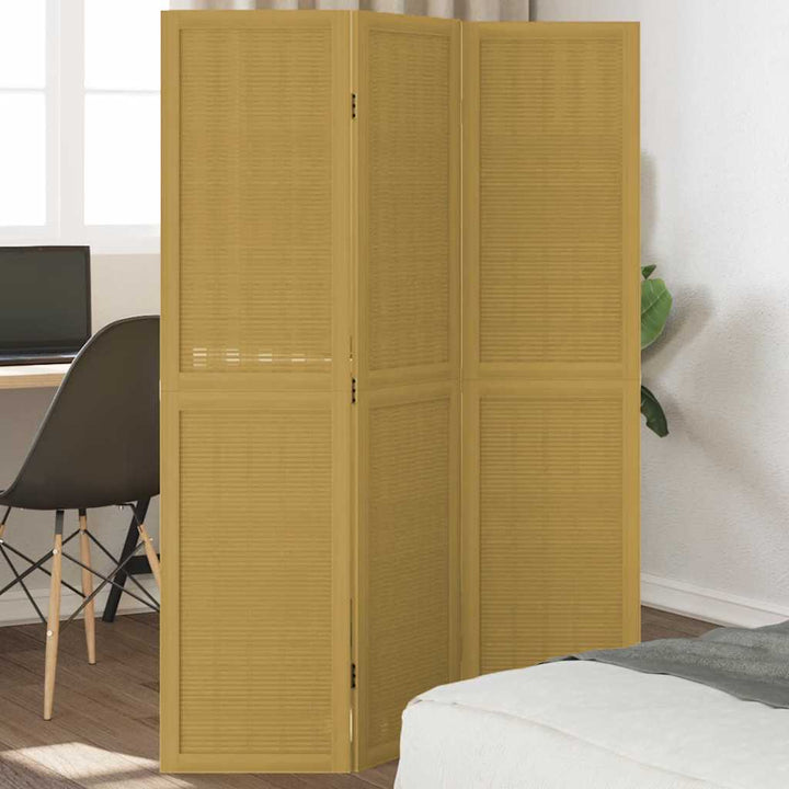 rumdeler 3 paneler massivt kejsertræ brun