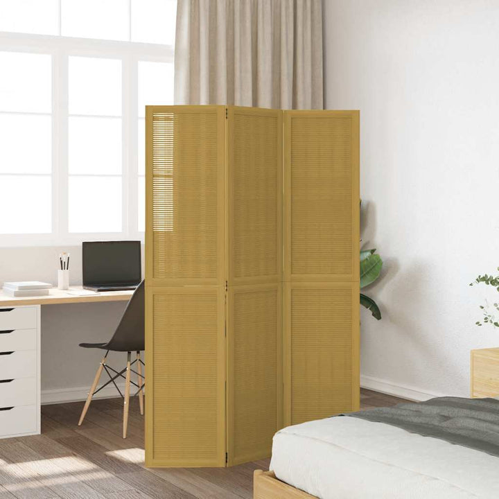 rumdeler 3 paneler massivt kejsertræ brun